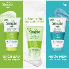Sữa Rửa Mặt Simple Giúp Da Sạch Thoáng 150ml